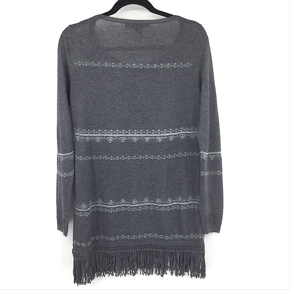 WHBM Embellished Fringe Tunic Sweater Small Grey - Picture 6 of 8
